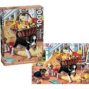 QUEBRA-CABEÇA Cartonado Filhotes Brincando 1000 Peças
