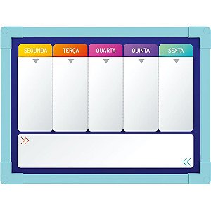 Quadro Branco Moldura Madeira Planner ARCO-IRIS Azul 40X30CM PCT com 02