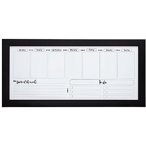 Quadro Branco Moldura Madeira 080X038CM Planner Command PRET PCT com 02