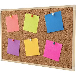 Quadro de Aviso Moldura Madeira Cortiça Aparente 120X90CM Neo - Pacote com 02 Unidades