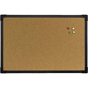 Quadro Aviso Moldura Madeira Cortiça APAR60X40CM SOFT PRET PCT com 02