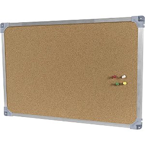Quadro de Aviso Moldura Alumínio Cortiça Aparente 60X40CM - Pacote com 2 Unidades