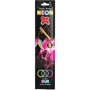 Pulseira Bastão Neon Colorido - Blister com 3 Unidades (pacote com 12)