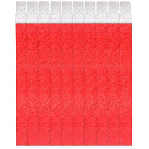 Pulseira de Identificação Vermelha TYVEK - Pacote com 50 Unidades