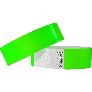 Pulseira de Identificação Sintética Verde Fluor - Pacote com 50 Unidades