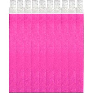Pulseira de Identificação PINK Fluor TYVEK Pacote com 50