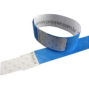 Pulseira de Identificação Azul Fluor TYVEK Pacote com 50