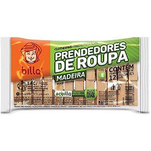 Prendedor de Roupa Madeira 7,25CM Pacote com 12