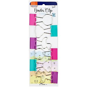 Prendedor de Papel Binder 25MM Pastel PETS com 6