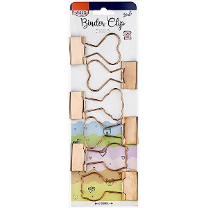 Prendedor de Papel Binder 25MM Formatos Rose com 6