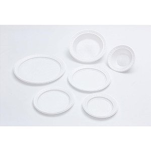 Prato Plástico Descartável Branco Raso 21CM - Pacote com 10 Unidades