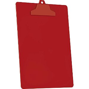 Prancheta Plástica OF/A4 com Prendedor Plástico Vermelho - Caixa com 02