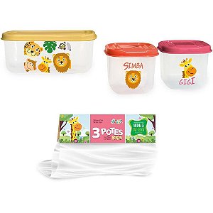 Pote Plástico Enxoval KIDS - Conjunto com 3 Peças