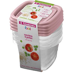 Pote Plástico CONJ 4 Potes Fácil 200ML (S)