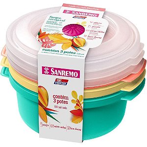 Pote Plástico CONJ 3 Potes Redondo 530ML