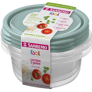 Pote Plástico CONJ 3 Potes Fácil 620ML (S)