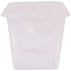 Pote Descartável Quadrado 750ML com Tampa – Pacote com 20 Unidades