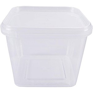 Pote Descartável Quadrado 250ML com Tampa e Lacre Pacote com 10
