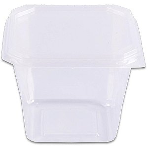 Pote Descartável Quadrado 250ML com Tampa - Pacote com 20 Unidades