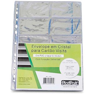 Porta Cartões de Visita Refil A4 para 20 Cartões com 4 Furos Pacote com 10 Unidades