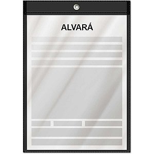 Porta Alvará Vertical Preto 16,3X21,8CM Pacote com 10