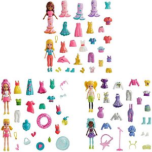 Polly Pocket Conjunto de Moda Grande com 2 Bonecas e 25 Acessórios