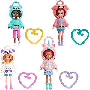 Polly Pocket Bonecas Amigas de Capuz com Clipe