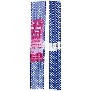 Plástico para Encadernação 2M X 45CM com Bolinhas Azuis - Pacote com 5 Rolos