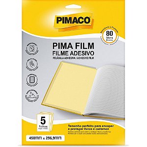 Plástico Adesivo Transparente Pimaco Filme Folha 45X29CM 0,80MM - Caixa com 5 Unidades
