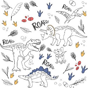 Papel de Parede Plástico Adesivo 45CMX10M para Colorir Dino 0,80