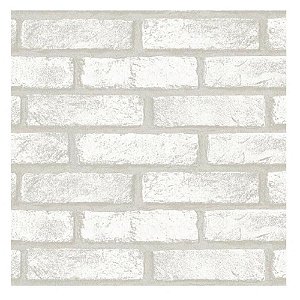 Papel de Parede Plástico Adesivo 45CMX10M Fantasia Tijolo Branco 0,80