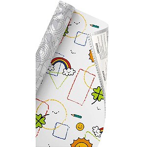 Papel de Parede Plástico Adesivo 45CMX10M Fantasia KIDS Solar Formas 0,8