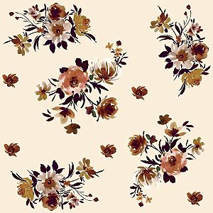 Papel de Parede Plástico Adesivo 45CMX10M Fantasia Floral Bege 0,80