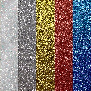 Placa em EVA com Glitter 60X40CM 5 Cores Sortidas 2MM - Pacote com 05