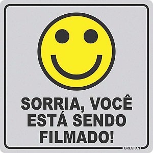 Placa de Sinalização "sorria, Você ESTÁ Sendo Filmado!" 15X15CM - Pacote com 5 Unidades