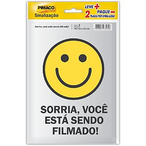 Placa de Sinalização "você ESTÁ Sendo Filmado" 14X19CM – Pacote com 2 Unidades