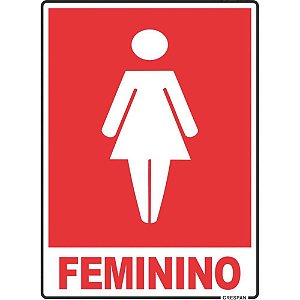 Placa de Sinalização Feminino 15X20CM em PVC Pacote com 5 Unidades
