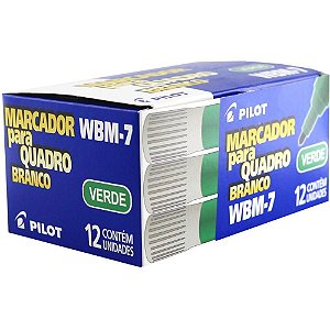 Pincel Quadro Branco Recarregável Pilot WBM-7 Verde – Caixa com 12 Unidades