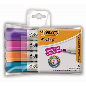 Pincel para Quadro Branco BIC Marking Fashion - Estojo com 4 Cores
