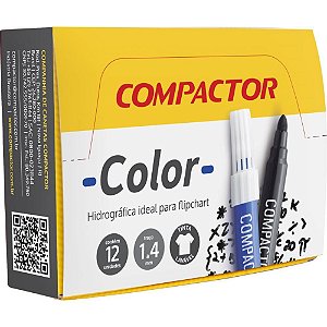 Pincel Marcador Compactor Color Avulso Preto - Caixa com 12