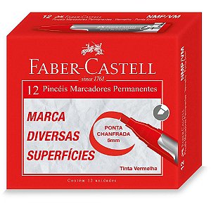 Pincel Marcador Permanente Vermelho 5MM - Caixa com 12 Unidades