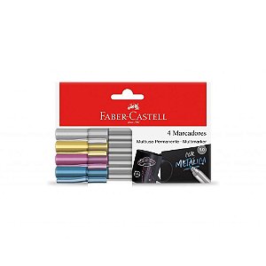 Pincel Marcador Permanente Supersoft 1 Metálico 4CORES PCT com 06