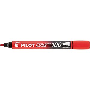 Pincel Marcador Permanente SCA 100 Ponta Redonda Vermelho - Caixa com 12