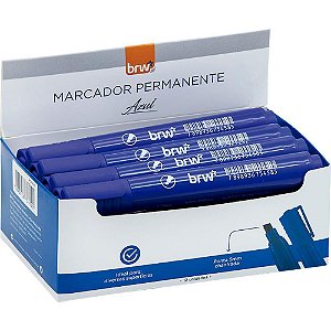 Pincel Marcador Permanente Ponta Chanfrada Azul Caixa com 12