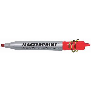 Pincel Marcador Permanente MP 616 Vermelho Recarregável Caixa com 12