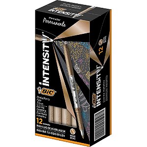 Pincel Marcador Permanente BIC Marking Metálico 11MM Bronze - Caixa com 12