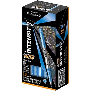 Pincel Marcador Permanente Marking Metálico 11MM Azul - Caixa com 12