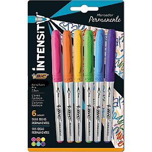 Pincel Marcador Permanente BIC Marking Colors 1.1MM Blister com 6 Unidades