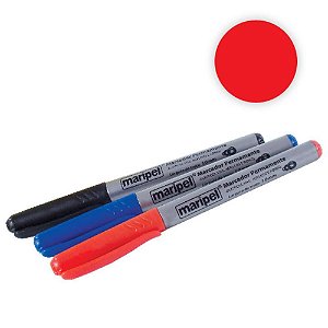 Pincel Marcador Permanente Marca Tudo Vermelho 5MM - Display com 12 Unidades