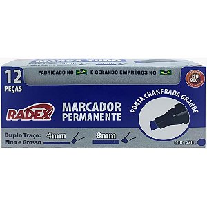 Pincel Marcador Permanente Asuper Ponta Chanfranda Azul CX com 12